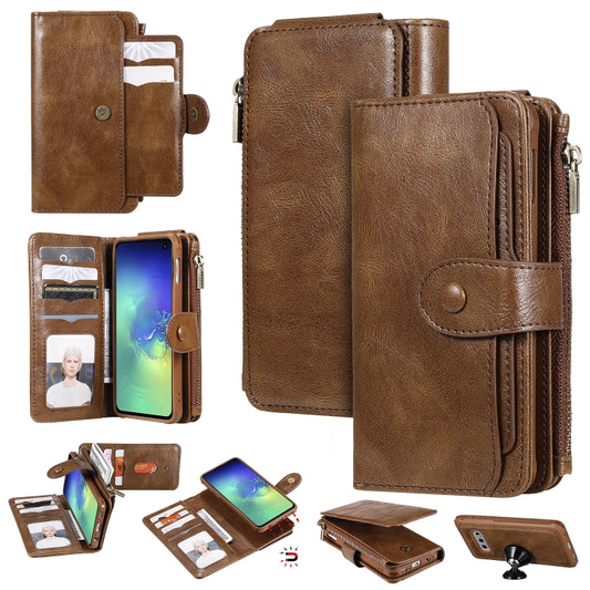 For Galaxy S10e Multifunctional Retro Detachable Magnetic Horizontal Flip Leather Case with Card Slots & Holder & Wallet & Photo Frame(Brown) - Galaxy Phone Cases by buy2fix | Online Shopping UK | buy2fix