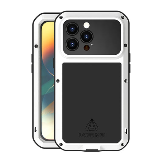 For iPhone 14 Pro Max LOVE MEI Metal Shockproof Life Waterproof Dustproof Phone Case(White) - iPhone 14 Pro Max Cases by LOVE MEI | Online Shopping UK | buy2fix