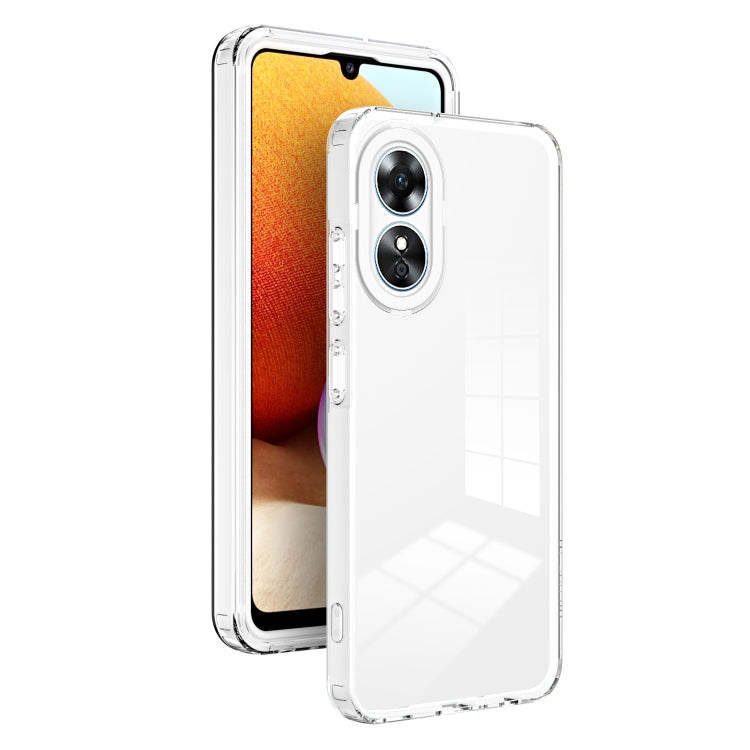 For OPPO A17 4G 3 in 1 Clear TPU Color PC Frame Phone Case(White) - OPPO Cases by buy2fix | Online Shopping UK | buy2fix