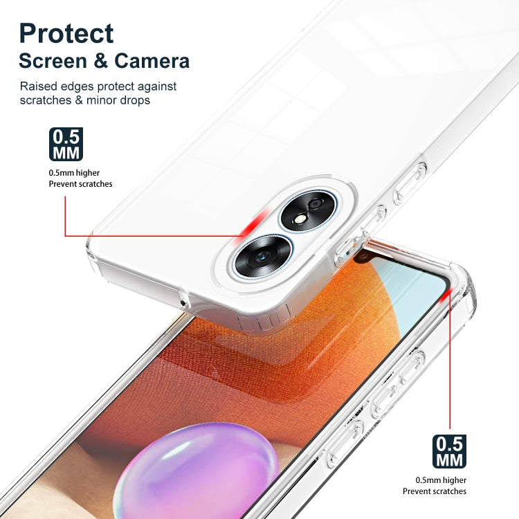 For OPPO A17 4G 3 in 1 Clear TPU Color PC Frame Phone Case(White) - OPPO Cases by buy2fix | Online Shopping UK | buy2fix