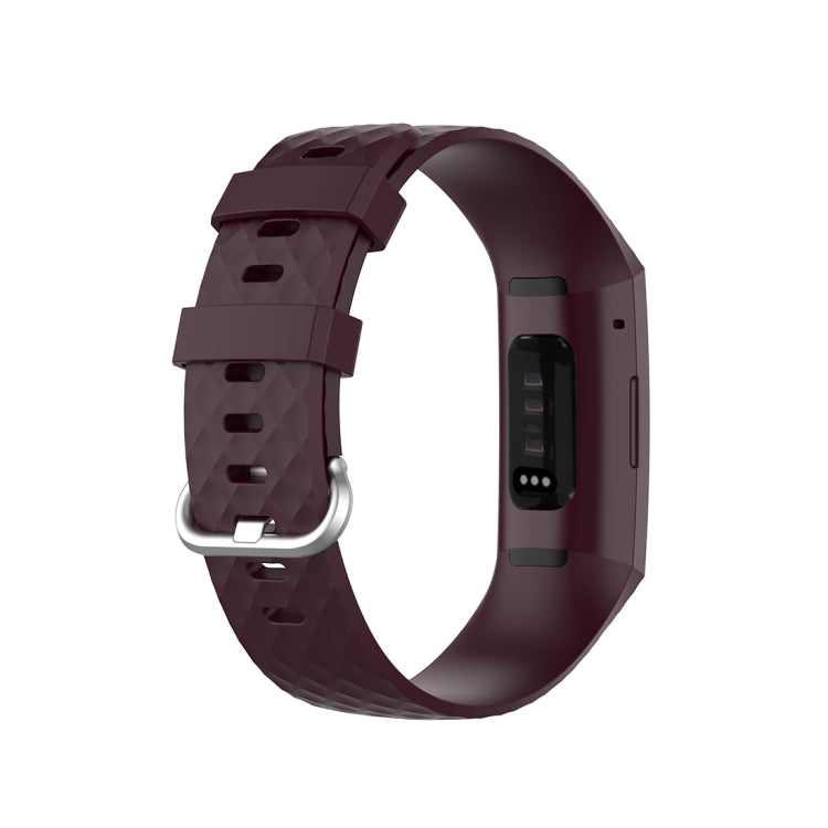 18mm Silver Color Buckle TPU Wrist Strap Watch Band for Fitbit Charge 4 / Charge 3 / Charge 3 SE, Size: L(Rosewood) - Watch Bands by buy2fix | Online Shopping UK | buy2fix