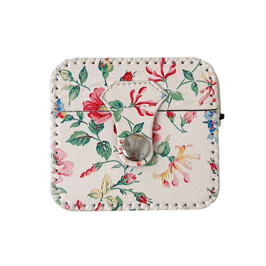 For AirPods Pro 2 White Floral PU Leather Wireless Earphone Case - For AirPods Pro 2 by buy2fix | Online Shopping UK | buy2fix