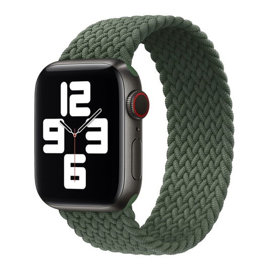 Nylon Single-turn Braided Watch Band For Apple Watch Ultra 49mm&Watch Ultra 2 49mm / Series 9&8&7 45mm / SE 3&SE 2&6&SE&5&4 44mm / 3&2&1 42mm, Length:145mm(Dark Green) - Watch Bands by buy2fix | Online Shopping UK | buy2fix