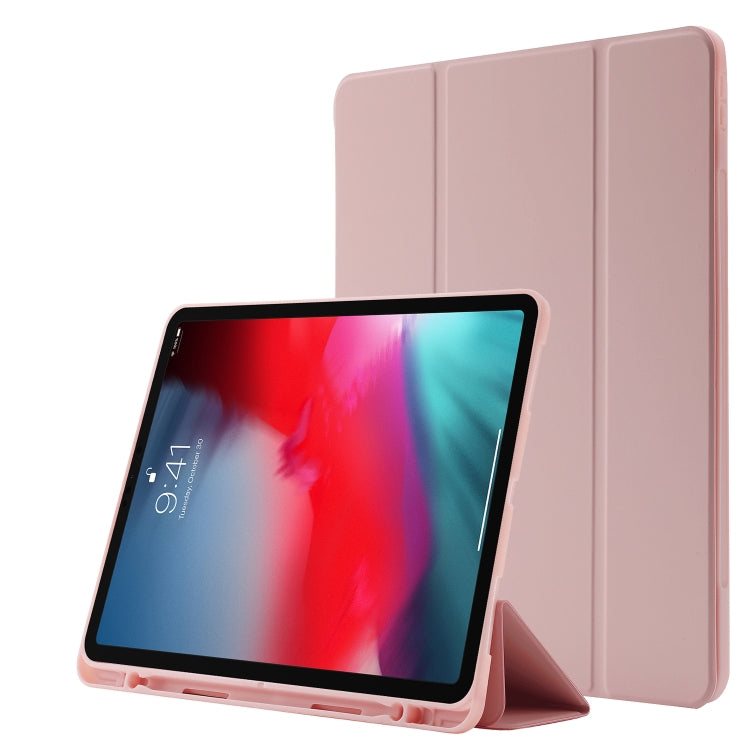 Skin Feel Pen Holder Tri-fold Tablet Leather Case For iPad Air 13 2024 / iPad Pro 12.9 2022 / 2021 / 2020 / 2018(Pink) - iPad Pro 12.9 (2022/2021) Cases by buy2fix | Online Shopping UK | buy2fix