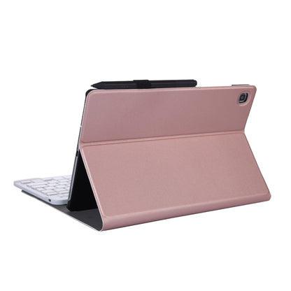 A610 For Galaxy Tab S6 Lite 10.4 P610 / P615 (2020) Bluetooth Keyboard Tablet Case with Stand & Elastic Pen Band(Rose Gold) - Samsung Keyboard by buy2fix | Online Shopping UK | buy2fix