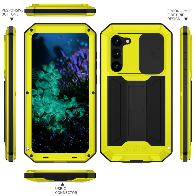 For Samsung Galaxy S23+ 5G R-JUST Sliding Camera Design Life Waterproof Dustproof Shockproof Phone Case(Yellow) - Galaxy S23+ 5G Cases by R-JUST | Online Shopping UK | buy2fix