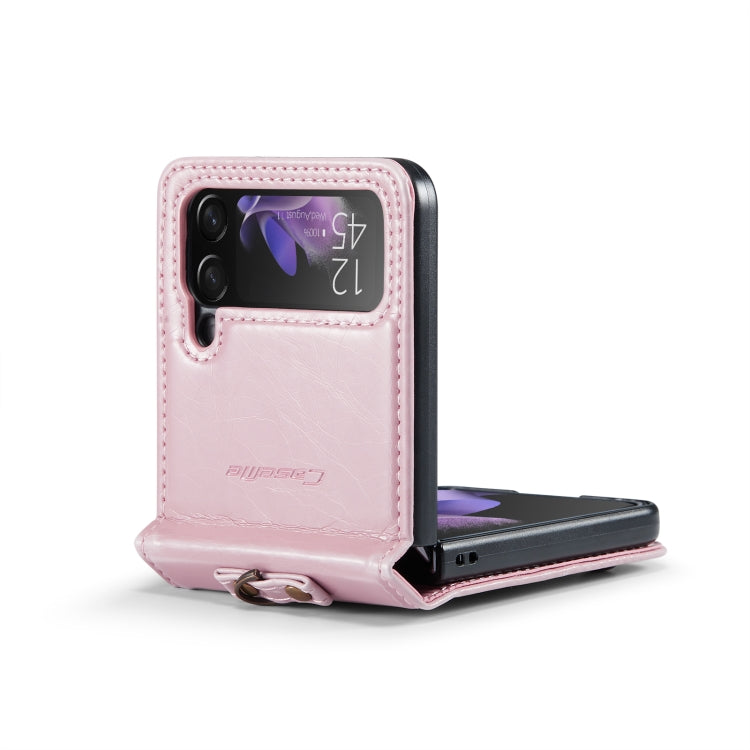 For Samsung Galaxy Z Flip3 5G CaseMe 003 Crazy Horse Texture Leather Phone Case with Lanyard(Rose Gold) - Galaxy Phone Cases by CaseMe | Online Shopping UK | buy2fix