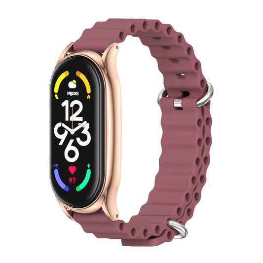 For Xiaomi Mi Band 7 / 7 NFC MIJOBS PLUS Marine Silicone Breathable Watch Band(Wine Red Rose Gold) - Watch Bands by MIJOBS | Online Shopping UK | buy2fix