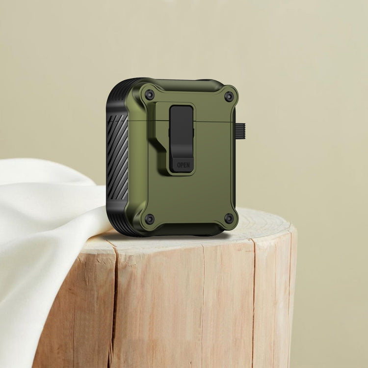 For AirPods 1 / 2 Eagle Shockproof Earphone Protective Case with Switch(Army Green) - For AirPods 1/2 by buy2fix | Online Shopping UK | buy2fix