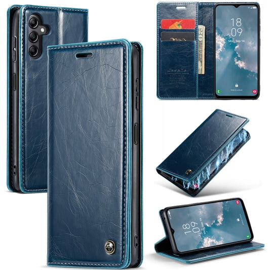 For Samsung Galaxy A14 5G CaseMe 003 Crazy Horse Texture Leather Phone Case(Blue) - Galaxy Phone Cases by CaseMe | Online Shopping UK | buy2fix