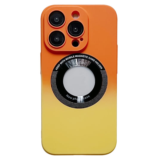 For iPhone 14 Gradient Skin Feel MagSafe Magnetic Phone Case(Orange + Yellow) - iPhone 14 Cases by buy2fix | Online Shopping UK | buy2fix