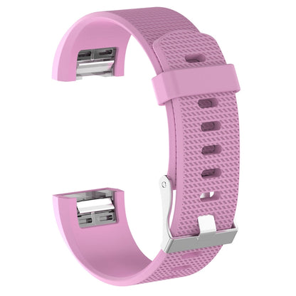 For Fitbit Charge 2 Common Texture Silicone  Watch Band with Buckle, Size:L(Pink) - Watch Bands by buy2fix | Online Shopping UK | buy2fix