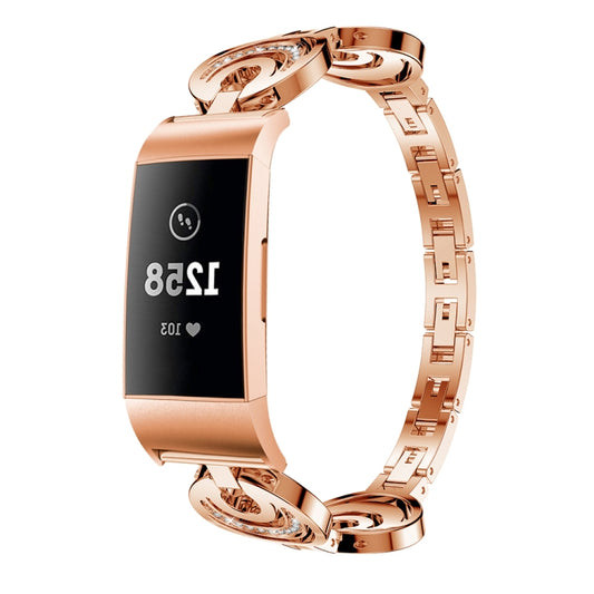 For Fitbit Charge 5 Sun Moon Star Diamond Metal Watch Band(Rose Gold) - Watch Bands by buy2fix | Online Shopping UK | buy2fix