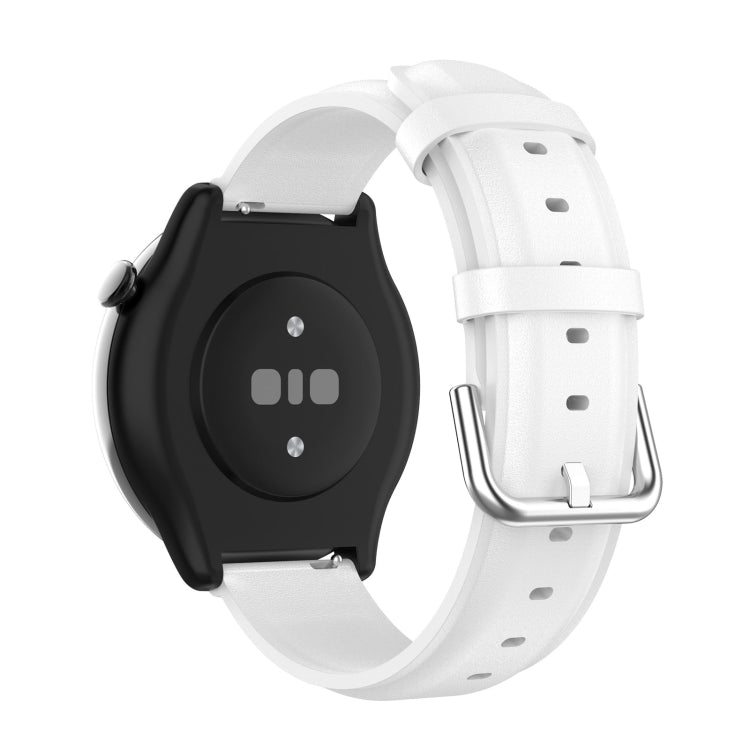 For Amazfit GTR Mini Round Tail Genuine Leather Watch Band(White) - Watch Bands by buy2fix | Online Shopping UK | buy2fix