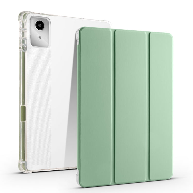 For Lenovo Tab M11 / Xiaoxin Pad 11 2024 3-fold Clear TPU Leather Tablet Case with Pen Slot(Green) - Lenovo by buy2fix | Online Shopping UK | buy2fix