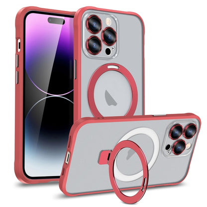 For iPhone 14 Pro Max Metal Eyes Series MagSafe Magnetic Holder Phone Case(Red) - iPhone 14 Pro Max Cases by buy2fix | Online Shopping UK | buy2fix