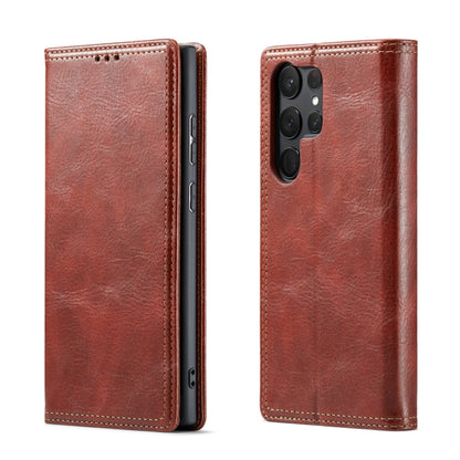 For Samsung Galaxy S23 Ultra 5G FIERRE SHANN Vintage Bark Texture Wallet Leather Phone Case(Brown) - Galaxy S23 Ultra 5G Cases by FIERRE SHANN | Online Shopping UK | buy2fix