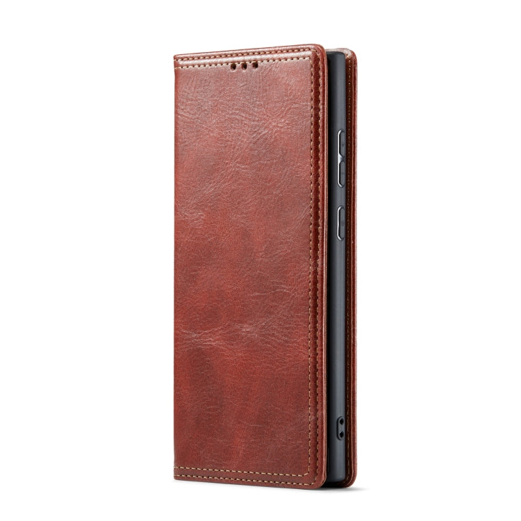 For Samsung Galaxy S23 Ultra 5G FIERRE SHANN Vintage Bark Texture Wallet Leather Phone Case(Brown) - Galaxy S23 Ultra 5G Cases by FIERRE SHANN | Online Shopping UK | buy2fix