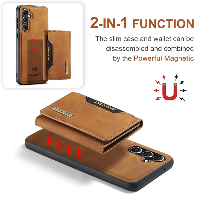 For Samsung Galaxy A55 5G DG.MING M2 Series 3-Fold Multi Card Bag + Magnetic Phone Case(Brown) - Galaxy Phone Cases by DG.MING | Online Shopping UK | buy2fix