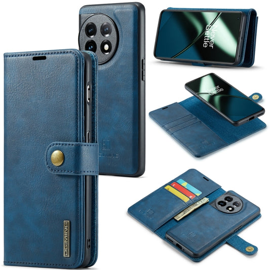 For OnePlus 11 DG.MING Crazy Horse Texture Detachable Magnetic Leather Case(Blue) - OnePlus Cases by DG.MING | Online Shopping UK | buy2fix