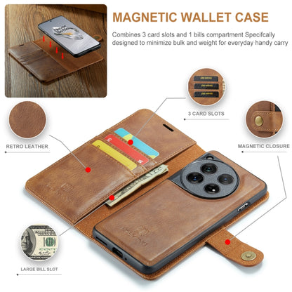 For OnePlus 12 DG.MING Crazy Horse Texture Detachable Magnetic Leather Case(Brown) - OnePlus Cases by DG.MING | Online Shopping UK | buy2fix