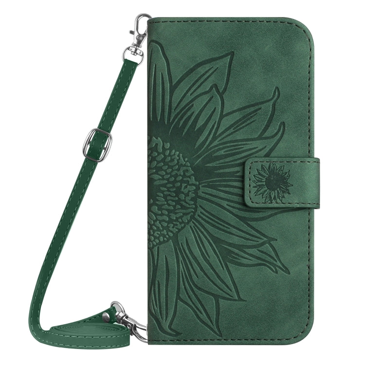 For Xiaomi 14 Skin Feel Sun Flower Embossed Flip Leather Phone Case with Lanyard(Green) - 14 Cases by buy2fix | Online Shopping UK | buy2fix