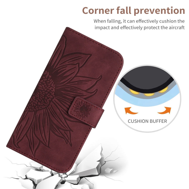 For Xiaomi 14 Pro Skin Feel Sun Flower Embossed Flip Leather Phone Case with Lanyard(Wine Red) - 14 Pro Cases by buy2fix | Online Shopping UK | buy2fix