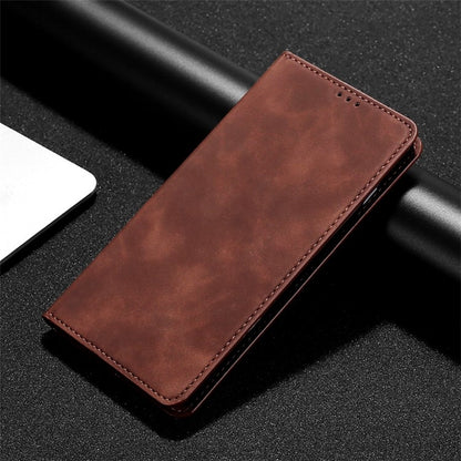 For Xiaomi Redmi Turbo 3 5G Skin Feel Magnetic Leather Phone Case(Dark Brown) - 13 Ultra Cases by buy2fix | Online Shopping UK | buy2fix