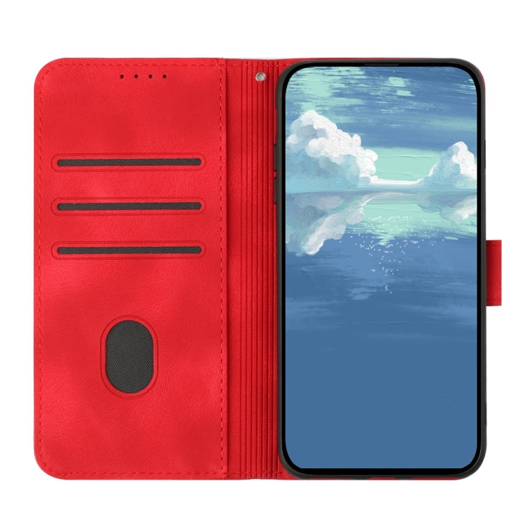 For iPhone 16 Pro Line Pattern Skin Feel Leather Phone Case(Red) - iPhone 16 Pro Cases by buy2fix | Online Shopping UK | buy2fix