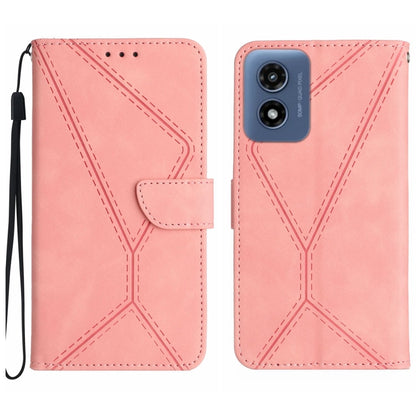 For Motorola Moto G Play 4G 2024 Stitching Embossed Leather Phone Case(Pink) - Motorola Cases by buy2fix | Online Shopping UK | buy2fix