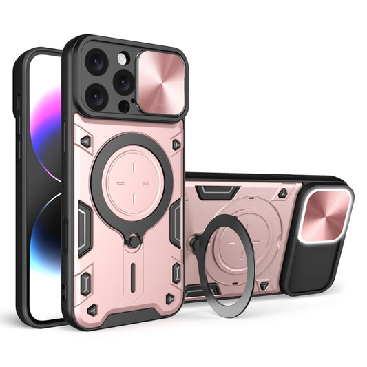 For iPhone 16 Pro Max CD Texture Sliding Camshield Magnetic Holder Phone Case(Pink) - iPhone 16 Pro Max Cases by buy2fix | Online Shopping UK | buy2fix