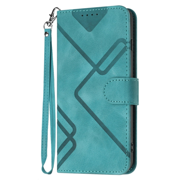 For Xiaomi Redmi Note 12 4G Global Line Pattern Skin Feel Leather Phone Case(Light Blue) - Xiaomi Cases by buy2fix | Online Shopping UK | buy2fix
