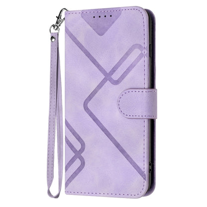 For Xiaomi Redmi K70 Line Pattern Skin Feel Leather Phone Case(Light Purple) - K70 Cases by buy2fix | Online Shopping UK | buy2fix