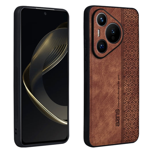 For Huawei Pura 70 AZNS 3D Embossed Skin Feel Phone Case(Brown) - Huawei Cases by AZNS | Online Shopping UK | buy2fix