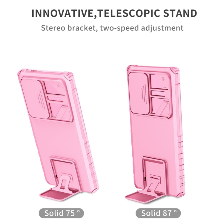 For Samsung Galaxy S24 Ultra 5G Stereoscopic Holder Sliding Camshield Phone Case(Pink) - Galaxy S24 Ultra 5G Cases by buy2fix | Online Shopping UK | buy2fix