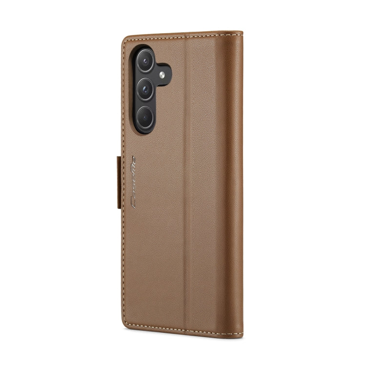 For Samsung Galaxy A55 CaseMe 023 Butterfly Buckle Litchi Texture RFID Anti-theft Leather Phone Case(Brown) - Galaxy Phone Cases by CaseMe | Online Shopping UK | buy2fix