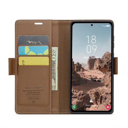 For Samsung Galaxy A55 CaseMe 023 Butterfly Buckle Litchi Texture RFID Anti-theft Leather Phone Case(Brown) - Galaxy Phone Cases by CaseMe | Online Shopping UK | buy2fix