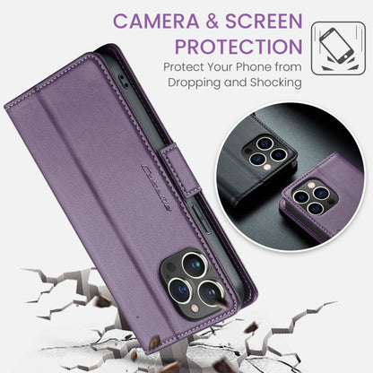 For iPhone 15 Pro Max CaseMe 023 Butterfly Buckle Litchi Texture RFID Anti-theft Leather Phone Case(Pearly Purple) - iPhone 15 Pro Max Cases by CaseMe | Online Shopping UK | buy2fix