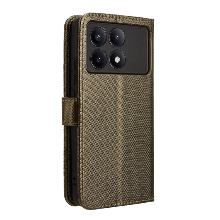 For Xiaomi Redmi K70E / Poco X6 Pro Diamond Texture Leather Phone Case(Brown) - K70E Cases by buy2fix | Online Shopping UK | buy2fix