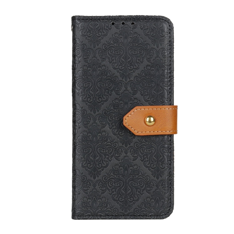 For Xiaomi Redmi 12 4G European Floral Embossed Leather Phone Case(Black) - Xiaomi Cases by buy2fix | Online Shopping UK | buy2fix