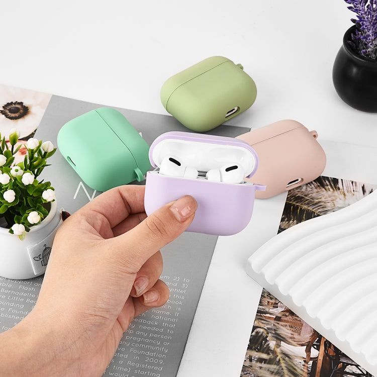 For AirPods 2 / 1 PC Lining Silicone Bluetooth Earphone Protective Case(Light Purple) - For AirPods 1/2 by buy2fix | Online Shopping UK | buy2fix