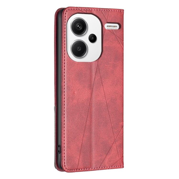 For Xiaomi Redmi Note 13 Pro+ 5G Rhombus Texture Magnetic Leather Phone Case(Red) - Xiaomi Cases by buy2fix | Online Shopping UK | buy2fix