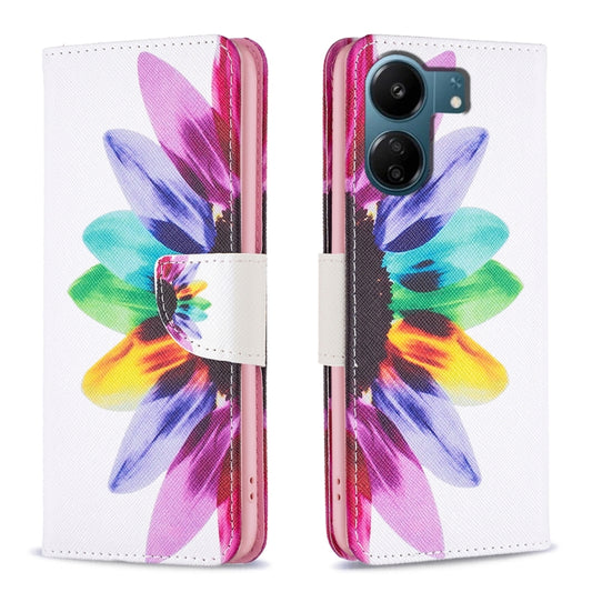 For Xiaomi Redmi 13C Colored Drawing Pattern Leather Phone Case(Sun Flower) - 13C Cases by buy2fix | Online Shopping UK | buy2fix