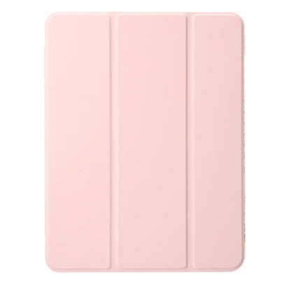 For iPad Air 11 2024 Clear Acrylic 3-Fold Leather Tablet Case(Pink) - iPad Air 11 2024 Cases by buy2fix | Online Shopping UK | buy2fix