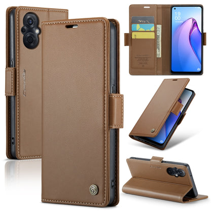 For OPPO Reno7 Z Global/Reno7 Lite Global CaseMe 023 Butterfly Buckle Litchi Texture RFID Anti-theft Leather Phone Case(Brown) - OPPO Cases by CaseMe | Online Shopping UK | buy2fix