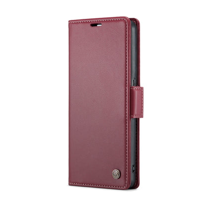 For OPPO Reno8 Lite Global CaseMe 023 Butterfly Buckle Litchi Texture RFID Anti-theft Leather Phone Case(Wine Red) - OPPO Cases by CaseMe | Online Shopping UK | buy2fix