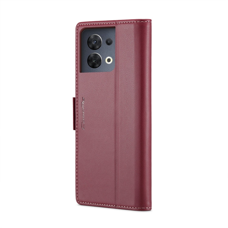 For OPPO Reno8 5G Global CaseMe 023 Butterfly Buckle Litchi Texture RFID Anti-theft Leather Phone Case(Wine Red) - OPPO Cases by CaseMe | Online Shopping UK | buy2fix