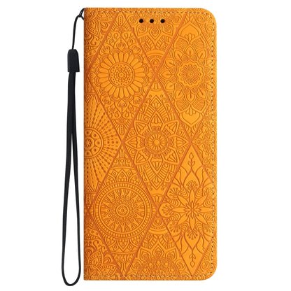 For Xiaomi Redmi Note 13 5G Ethnic Embossed Adsorption Leather Phone Case(Yellow) - Note 13 Cases by buy2fix | Online Shopping UK | buy2fix