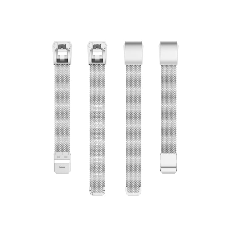 For Fitbit Alta / Alta HR / ACE Watch Button Mesh Metal Replacement Strap Watchband, Size:L(Silver) - Watch Bands by buy2fix | Online Shopping UK | buy2fix