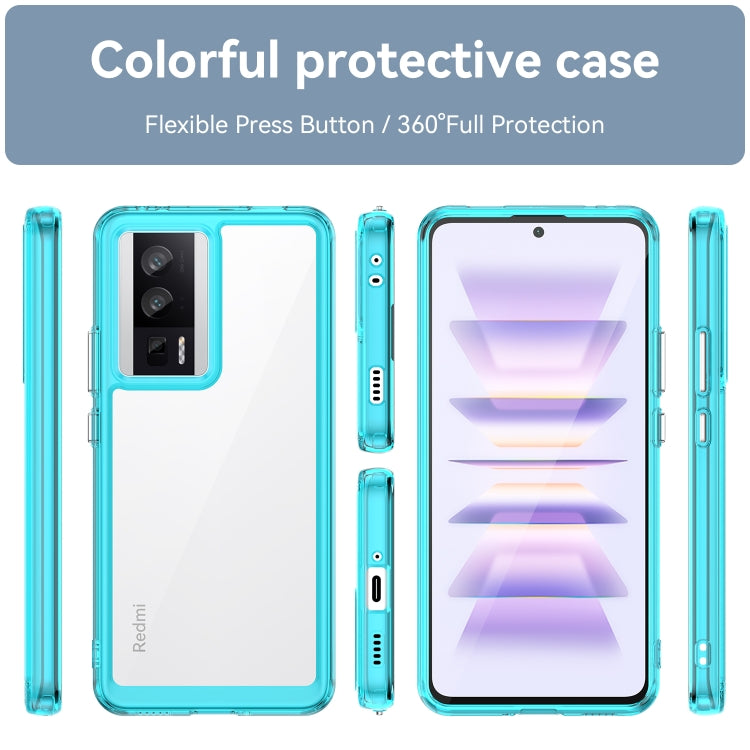 For Xiaomi Poco F5 Pro Colorful Series Acrylic Hybrid TPU Phone Case(Transparent Blue) - Xiaomi Cases by buy2fix | Online Shopping UK | buy2fix